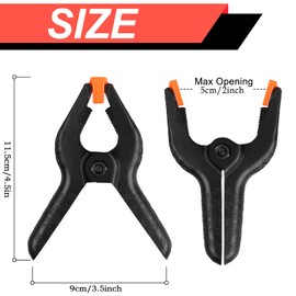 8 Pack Spring Clamps, 4.5inch Plastic Clips, Small Backdrop Clips, Clamps Heavy Duty, Spring Clips for Crafts, Backdrop Stand, Woodworking, Photography Studios (Black)