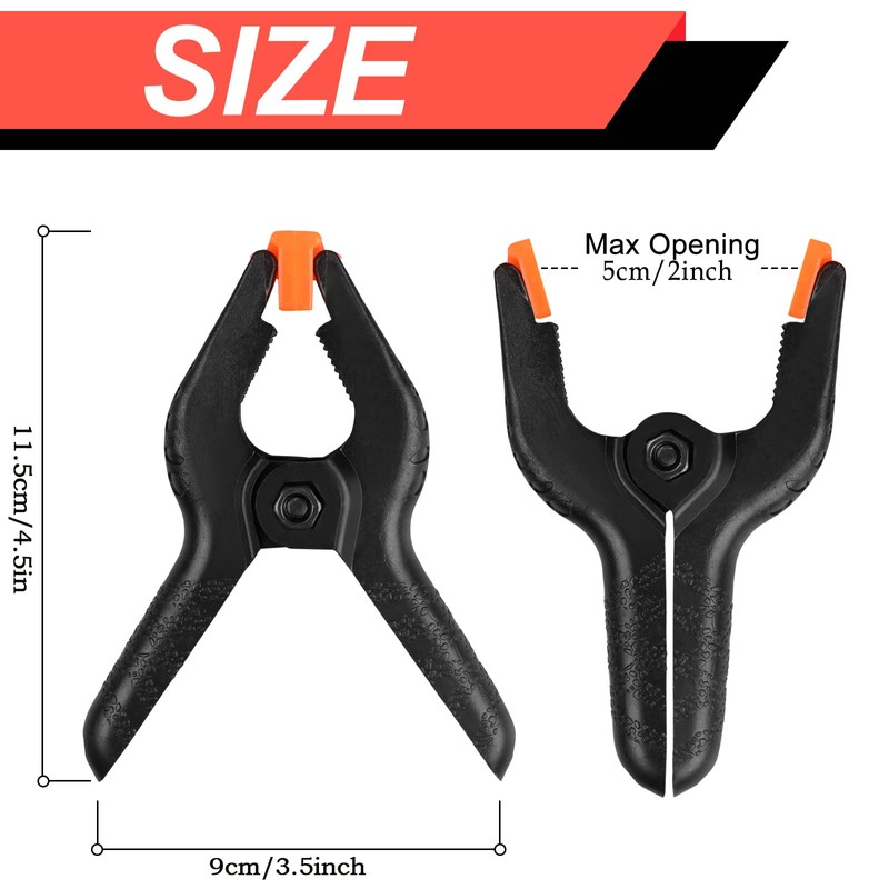 8 Pack Spring Clamps, 4.5inch Plastic Clips, Small Backdrop Clips,