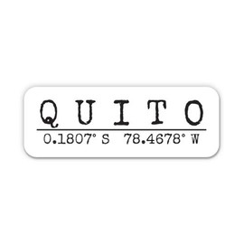 Squiddy Quito Ecuador - City Coordinates Travel Luggage Vinyl Sticker Decal - for Phone, Laptop, Water Bottle (3" Wide)