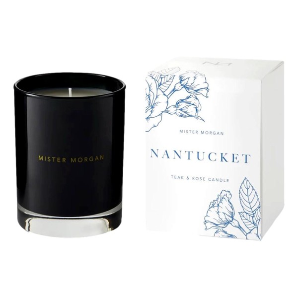 Niven Morgan, Nantucket, Teak and Rose Candle, 11 Ounces