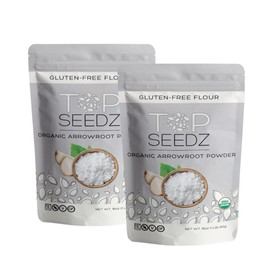 Top Seedz Certified USDA Organic Arrowroot Powder | Gluten-Free, Grain-Free Flour or Starch Food Thickener | Vegan, Kosher, and Nut-Free | 1lb Resealable Pouch (Pack of 2)