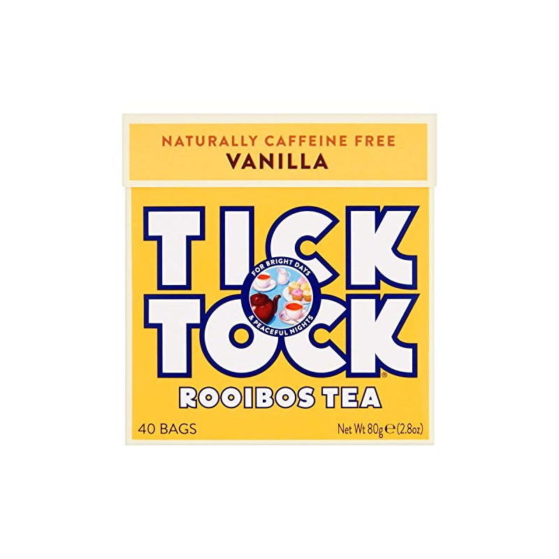 Tick Tock Rooibos Vanilla Tea, 40 Teabags (Pack of 4,