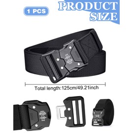 JIPUKE Tactical Belt for Men, Heavy-Duty Nylon Military Utility Webbing Belt with Quick-Release Plastic Buckle, Adjustable Work & Combat Riggers Belt for Work or Outdoor Use
