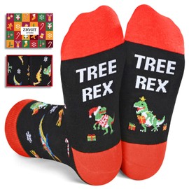 Zmart Christmas Gifts Stocking Socks for Kids - Christmas Socks Dinosaur Socks for Boys Girls, Black Xmas Socks for Kids