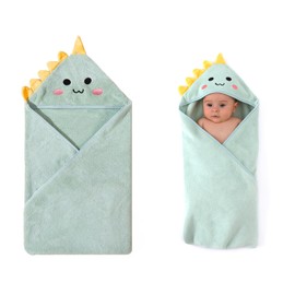Hooded Baby Towel – 80x80cm Ultra-Soft Coral Fleece Baby Bath Towel with Cute Animal Hood, Highly Absorbent Baby Towels for Newborns, Infants & Toddlers, Cosy Baby Hooded Towel Wrap