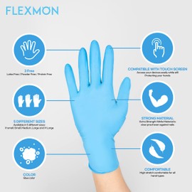 FLEXMON Nitrile Exam Gloves,1000 Count, Single Use, 4.2 Mil Heavy, Sterile, Protective, Disposable, Latex Free (100, Extra Small)