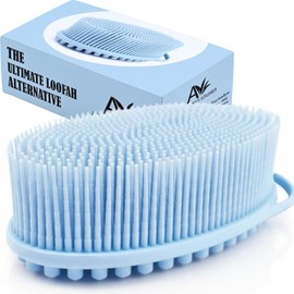 Avilana Cepillo Corporal Premium de Silicona - Calidad Confiable Desde 2017 - Cepillo de Baño Doble Cara de Silicona Grado Alimenticio Certificada por SGS, Alternativa de Esponja Exfoliante de Secado Rápido, Cepillo de Masaje para Piel Sensible para Mujer