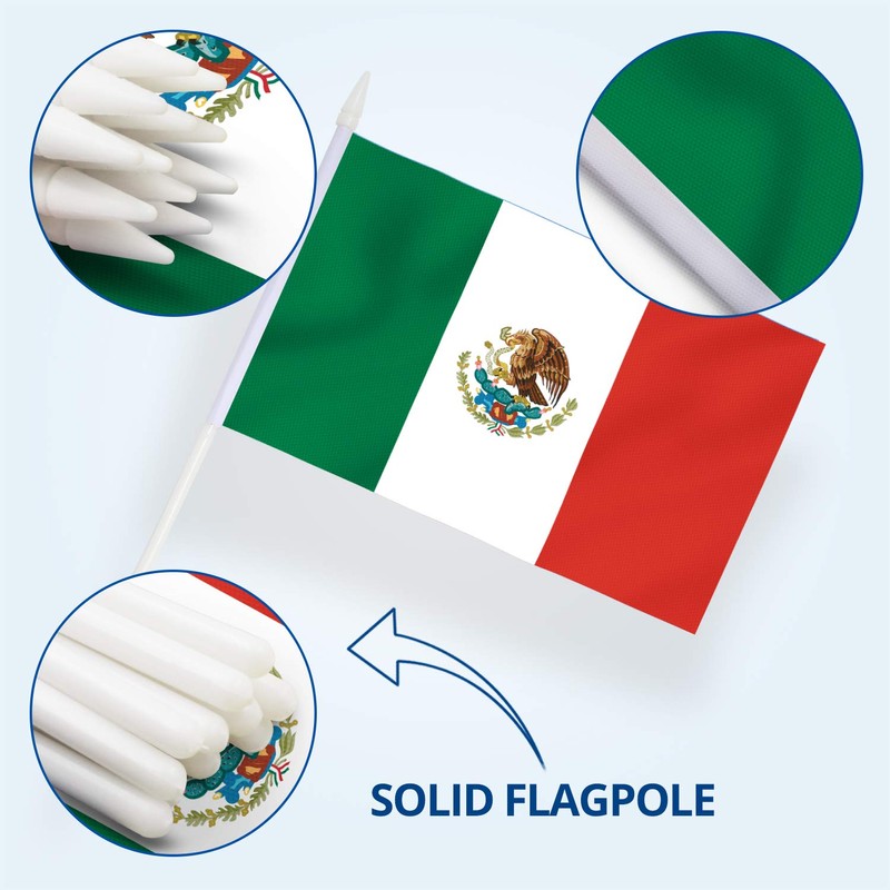 Anley Mexico Mini Flag 12 Pack - Hand Held Small