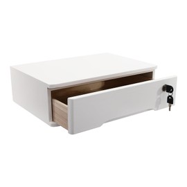 Wooden Desktop Storage Box with Lockable Drawers, Wooden Storage Cabinet Organizer Tabletop Storage Organization Box for Office,Home (White)