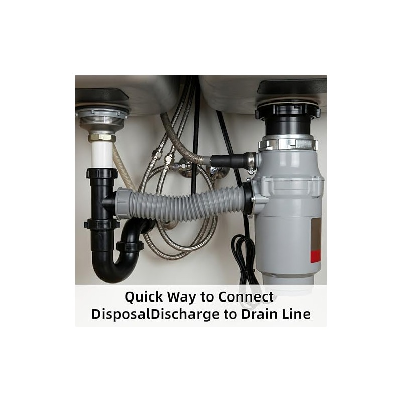 Flexible Garbage Disposal Drain Tube Replacement Kit for 1-1/2" Plumbing,