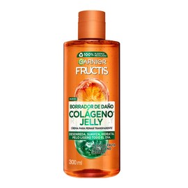 Garnier Fructis Borrador de Daño Crema para Peinar Transparente Colágeno Jelly 300ml, con Ácido de Fruta y Colágeno Vegetal, para Cabello Dañado y Oleoso
