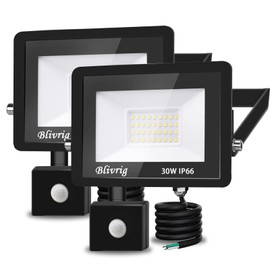 30 W LED Spotlight with Motion Sensor Outdoor, Super Bright 3500 K 3000 LM Warm White LED Floodlight with Motion Sensor, IP66 Waterproof Outdoor Floodlight for Garden, Courtyards, 2 Pieces