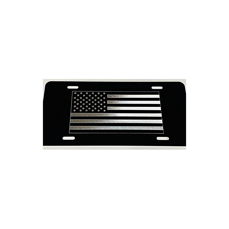 Engraved American USA US Flag Car Tag Diamond Etched on