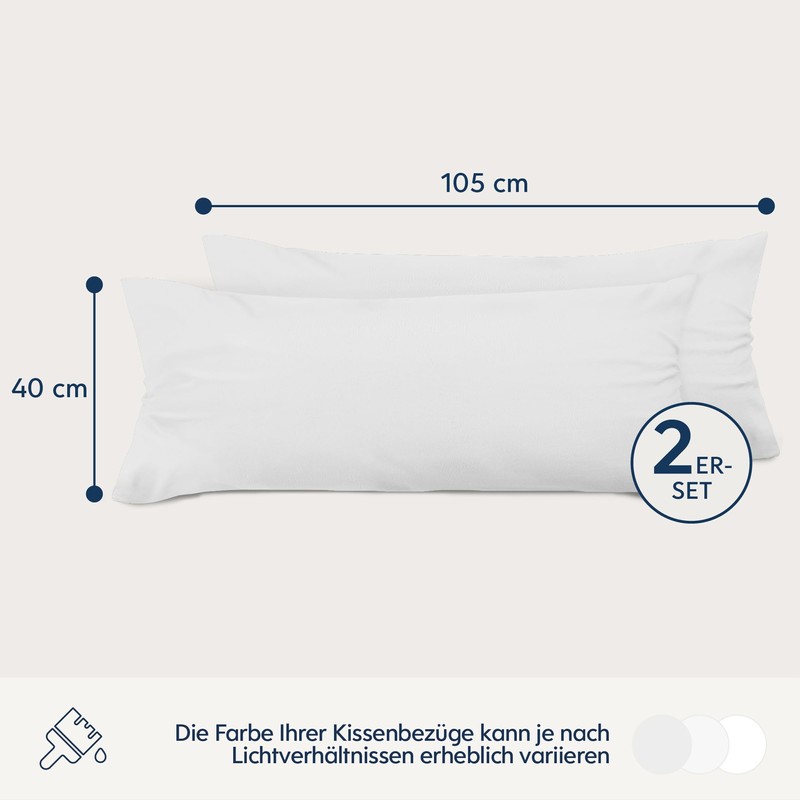 Dreamzie Pillowcase, 40 x 105 cm, White, Set of 2,
