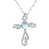StoryMidir Women's Cross Necklace, Moonstone, 925 Silver, Hypoallergenic, Cross Pendant,