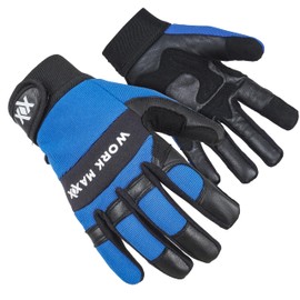 WORKMAXX Gardening Working Gloves Garden Thorn Proof Flexible Heavy Duty Leather Mechanic Utility Dexterity Breathable Construction Gloves for Work Mens Women (BLUE, MEDIUM)