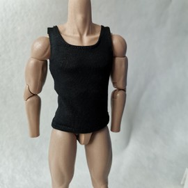 SSbeauty M 1/6 Custom Scale T-Shirt Sleeveless Vest Clothes for 12" Male & Female Action Figure Doll Clothes (Black)