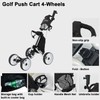 4-Wheel Golf Push Cart, 1 Click-Folding Golf Trolley, Compact Pull