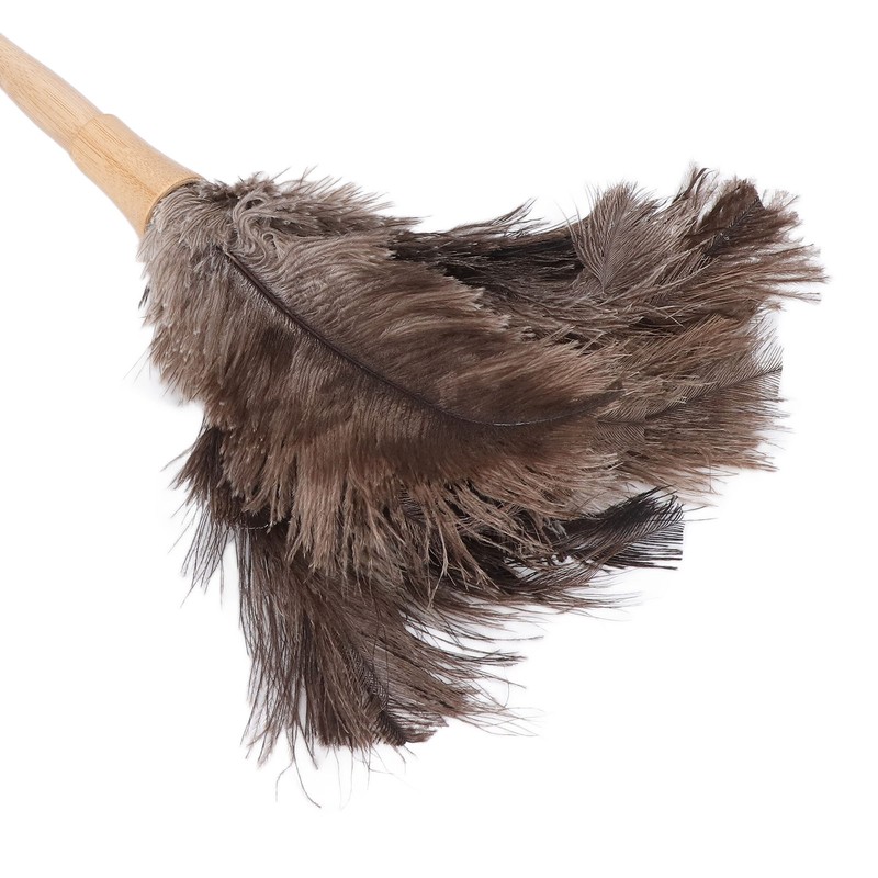 Feather Duster Light Weight Soft Long Handle Reusable Black Ostrich