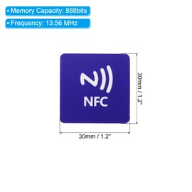 PATIKIL 8pcs NFC Sticker NFC216 Tag Sticker 888 Byte Memory Full Programmable Square NFC Tag for Phone NFC Enabled Devices Blue