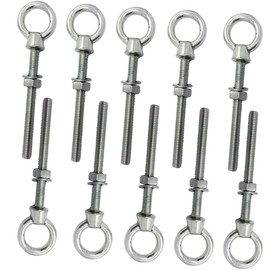 M6 x 80mm Lifting Long Eye Bolt Longshank with Full Nuts and Washer Stainless Steel Marine Grade (Pack of 10)