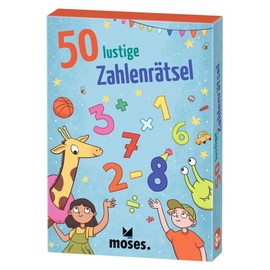 moses 30260 50 Funny Number Puzzles, Card Set with Calculation Tasks, Number Codes and Other Puzzles, Children's Birthday or for Starting School, for Children from 8 Years, Pink