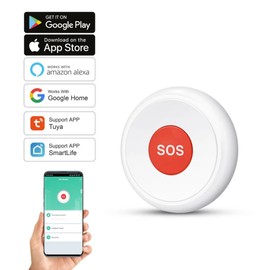 Botón de Pánico SOS Inalámbrico WiFi para Sistema de Alarma, Compatible con Smart Life y Tuya Smart, Alerta de Emergencia, Portátil, Fácil Instalación, Cobertura WiFi, Uso en Casa, Oficina y Negocio