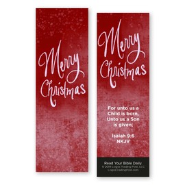 Children and Youth Bookmark, Merry Christmas, Isaiah 9:6, Pack of 25, Handouts for Classroom, Sunday School, and Bible Study