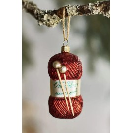 Anthropologie Harrods Yarn And Knitting Needles Ornament Hand Blown Glass New
