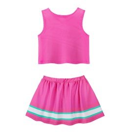 ReliBeauty Cheerleader Costume Children's Dress with Pompoms and Headpiece, Pink, 150