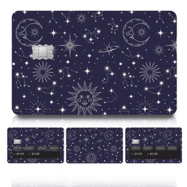 BSADKJFQO 4 Pcs Card Skin, Credit Card Skin for Transportation Key, Waterproof Vanly Debit Card Skin, Cute Personalizing Card Sticker, Slim Card Cover for Small Chips Celestial Pattern