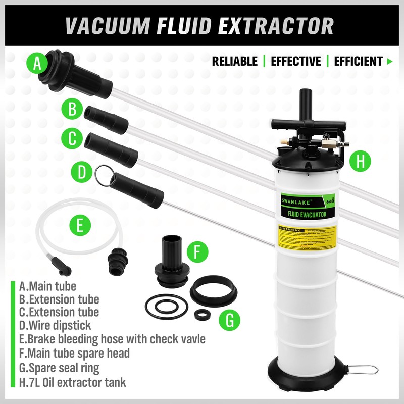 SWANLAKE 7 Liter Pneumatic/Manual Fluid Extractor Pump, Oil Changer Vacuum