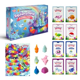 The Fidget Game The Fidget Game SquishyLand in Rainbow Reef - Educational & Phonics Learning Activities for Children in Pre-K to 2nd Grade - Mochi Squishy Toys Set with Board Game (2-6 Players) & Card Packs Included