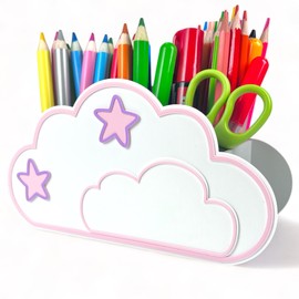 KAJAWIS Pencil Organiser, Kids Organiser, Eco-Friendly, Pen Holder, Cloud, Desk, Pencil Box (Pink_star)