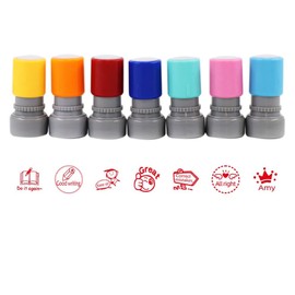 7 Pcs Teacher Stamps for School Self Inking Stamp Motivation School Stamps for Kids, Colorful Supplies Stamps for Classroom Education Homework Teacher Grading Prizes Supplies - Set E