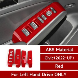 BRMYL for 2022 2023 Honda Civic 11th Gen Accessories Window Lift Control Switch Decals Interior Decoration Stickers Red