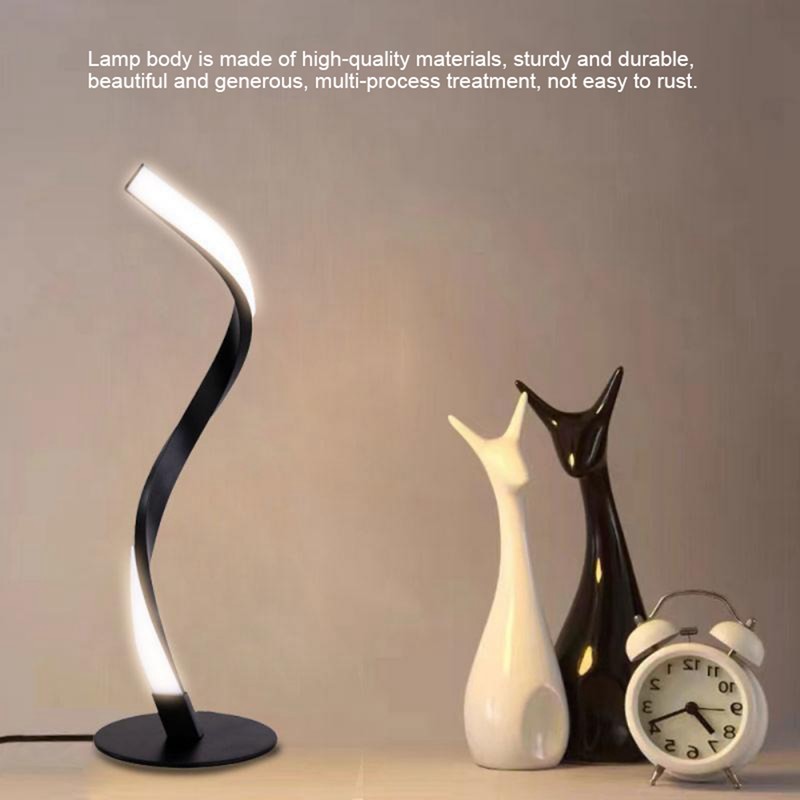 SShaped LED Spiral Table Lamp Reading Light Small Night Light