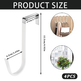 ZPLASK 4Pcs Over Door Hanger, White Door Hanger, Door Hooks for Hanging Towels Coats Clothes Hats Bags, Heavy Duty Over Door Hook with Soft Rubber Surface, No Scratch Design for Bathroom, Bedroom