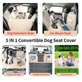 Bark Lover Dog Car Seat Cover for Back Seat Car Hammock, Waterproof Backseat Protector for Dogs, Mesh Window and Multiple Pockets - Fits Cars, SUVs, and Trucks