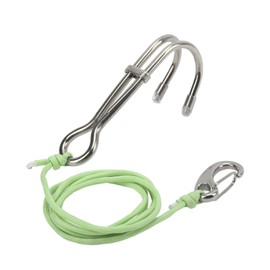 DEWIN Reef Hook Diving, Reef Hook with Luminous Cord, Stainless Steel, Double Ended Flow Hook, Scuba Safety Accessories with Quick Release for Cave Diving, Rock Diving (Light Green)