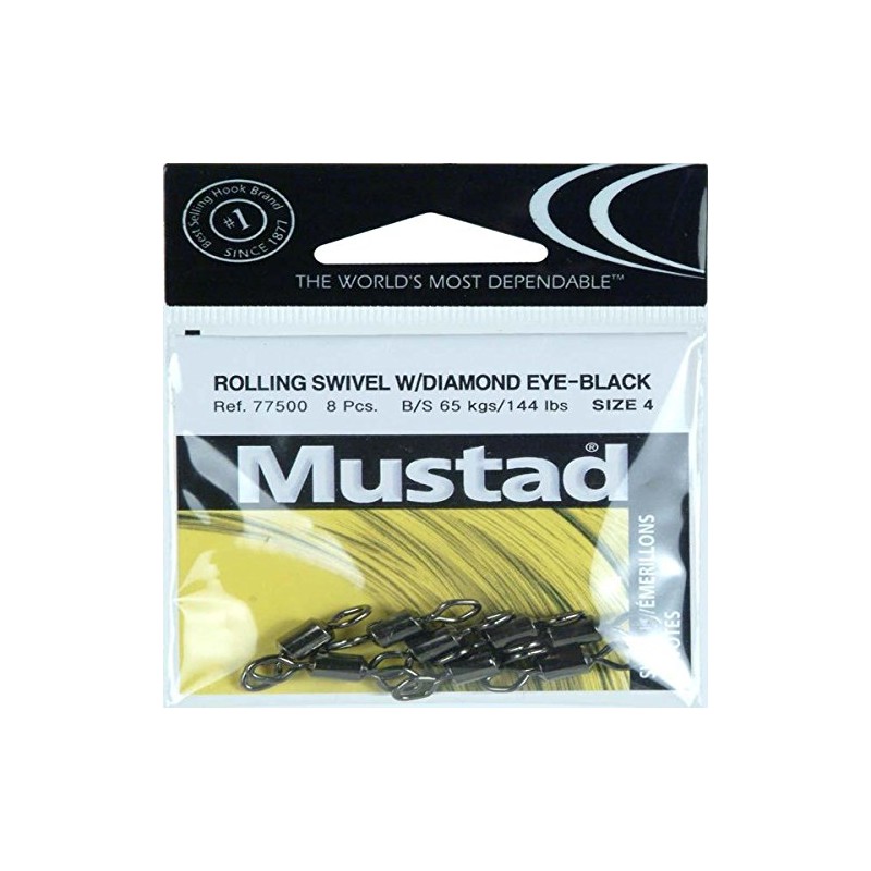Mustad Diamond Eye Swivel Fishing Equipment (8 Pack), Size 4