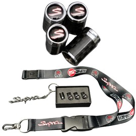 PRO SPEC IMPORTS - Carbon 3pc Supra COMBO! Carbon fibre Supra valve stem caps, Carbon fibre Supra keychain, Supra lanyard - for Toyota Supra JZA80 (Mk4), A70 (Mk3), A90 (Mk5), A91, KEY-B-SVCF-03