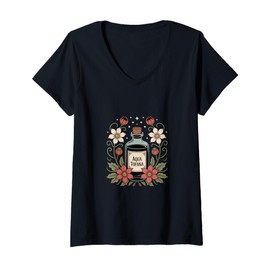 Womens Aqua Tofana Apothecary Funny Women Poison Feminist V-Neck T-Shirt