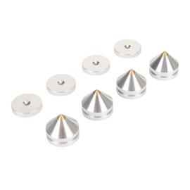 4 Pcs Aluminum Speaker Spike and Speaker Isolation feet, Turntable Isolation Platform, subwoofer Isolation pad Feet Amplifier feet DAC Feet Pad Stand, Foot Mat Shock Absorber for Amps Silver