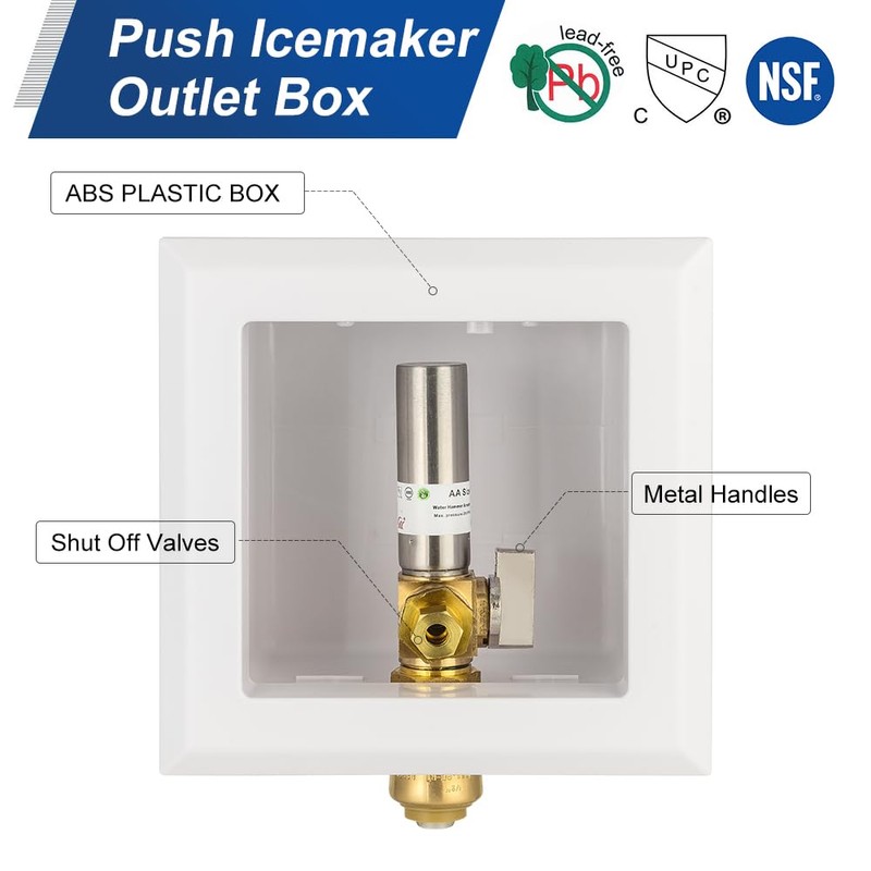 EFIELD Universal Ice Maker Box,1/2-Inch Push fit Inlet Connection with