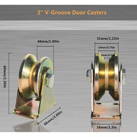Lyplus 4-Pack 660 lbs Heavy-Duty 2in V-Groove Casters with Brackets for Sliding Gates Wheel, Rolling Gates and Industrial Machines