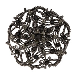 HAISWET Vintage Style Party Art Deco Black Crystal Rhinestone Brooch Pin for Women Grandma Jewelry