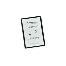 Sterling Silver Moon & Star Stud Earrings with gift box | Love you to the moon and back gift