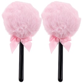 2Pcs Lollipop Puff Pink Fluffy Loose Body Makeup with Handles for Loose and Mineral, Soft and Fluffy Makeup Tool for