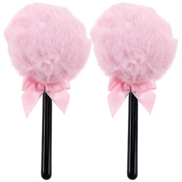 2Pcs Lollipop Puff Pink Fluffy Loose Body Makeup with Handles